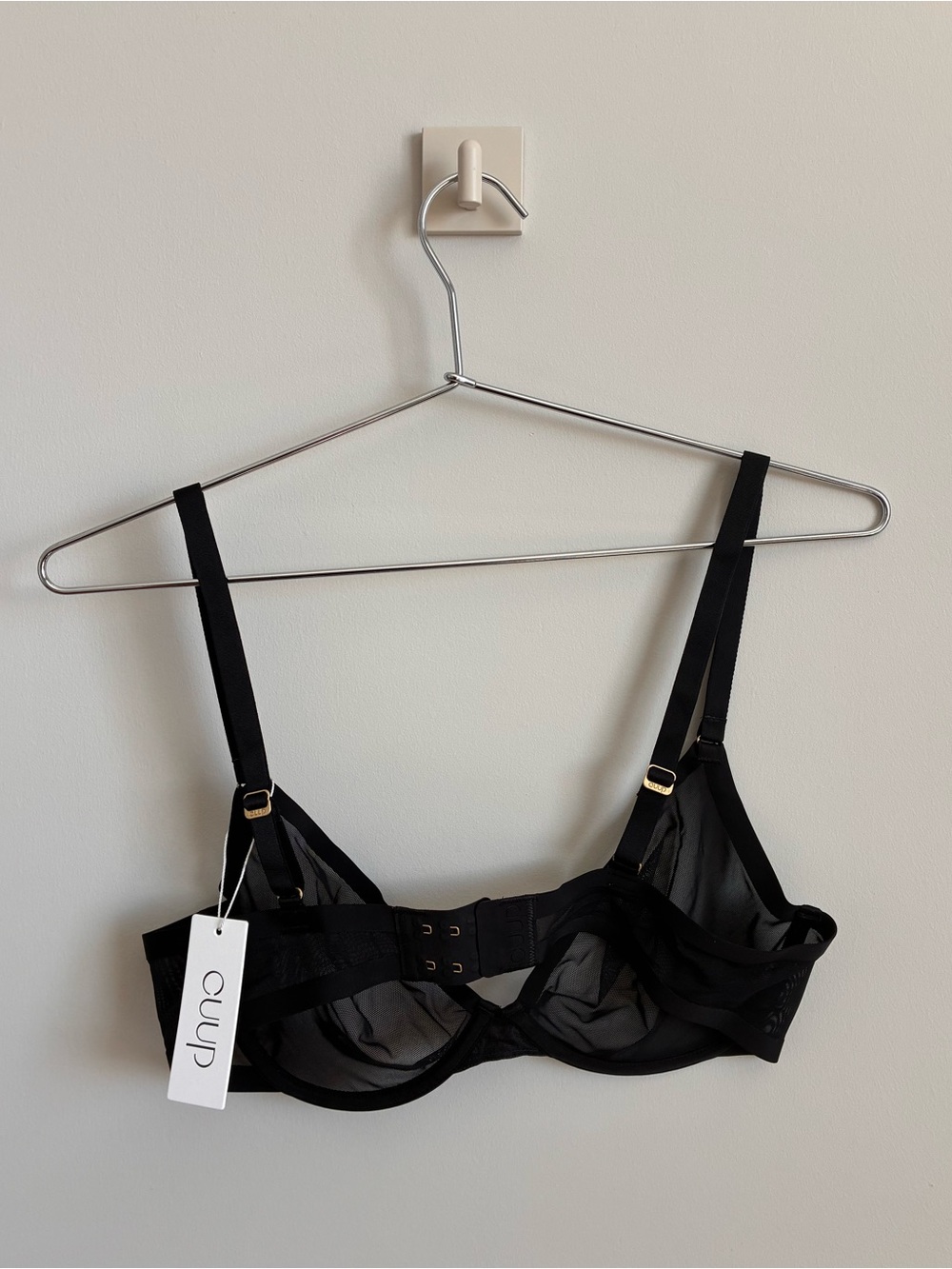 NWT CUUP The Balconette Sheer Mesh Bra Black - 34D